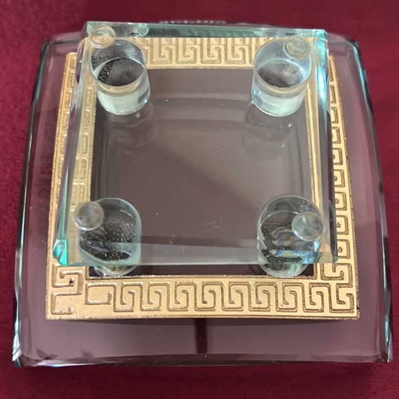 Vintage Kristal Art Inlayed Gold Glass Signed Display Dish - Picture 4 of 5